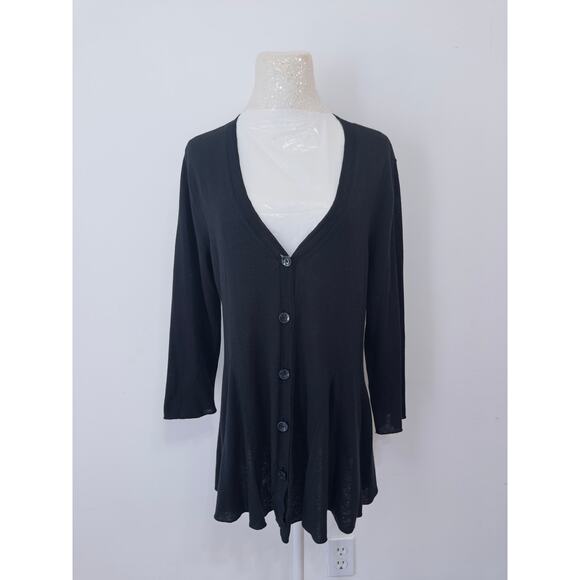 J.Jill women’s black button-front cardigan sz L NWT minimalist work travel - Picture 1 of 4